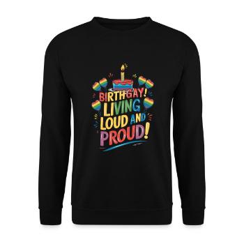 Birthgay Gay Pride Flag Mois de la fierté Egalité des droits - Sweat-shirt Unisexe - noir - Devant - Alina (178cm) & Michal (187cm)