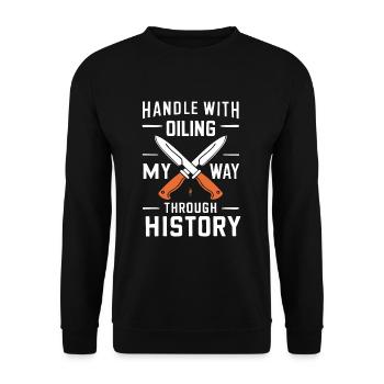 Knife Collector Knife Collection Hunting Fishing - Unisex Pullover - Schwarz - Vorne - Alina (178cm) & Michal (187cm)
