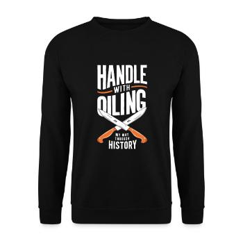 Knife Collector Knife Collection Hunting Fishing - Unisex Pullover - Schwarz - Vorne - Alina (178cm) & Michal (187cm)