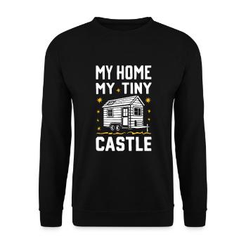 Rolling Tiny House Minimalistischer Lebensstil - Unisex Pullover - Schwarz - Vorne - Alina (178cm) & Michal (187cm)
