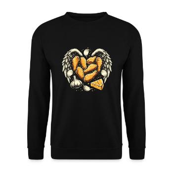 Chicken Wings Wing Hot Cooked Chicken Fast Food - Unisex Pullover - Schwarz - Vorne - Alina (178cm) & Michal (187cm)