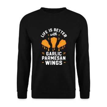 Chicken Wings Wing Hot Cooked Chicken Fast Food - Unisex Pullover - Schwarz - Vorne - Alina (178cm) & Michal (187cm)
