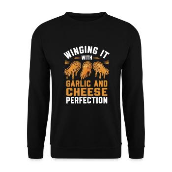 Chicken Wings Wing Hot Cooked Chicken Fast Food - Unisex Pullover - Schwarz - Vorne - Alina (178cm) & Michal (187cm)
