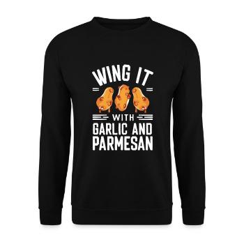 Chicken Wings Wing Hot Cooked Chicken Fast Food - Unisex Pullover - Schwarz - Vorne - Alina (178cm) & Michal (187cm)