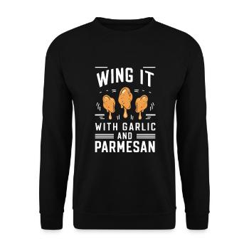 Chicken Wings Wing Hot Cooked Chicken Fast Food - Unisex Pullover - Schwarz - Vorne - Alina (178cm) & Michal (187cm)