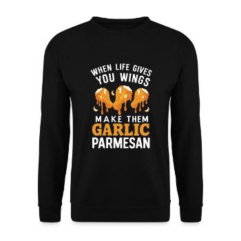 Chicken Wings Wing Hot Cooked Chicken Fast Food - Unisex Pullover - Schwarz - Vorne - Alina (178cm) & Michal (187cm)