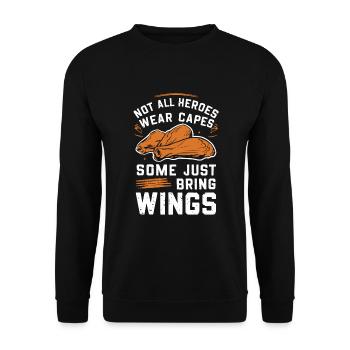 Chicken Wings Wing Hot Cooked Chicken Fast Food - Unisex Pullover - Schwarz - Vorne - Alina (178cm) & Michal (187cm)