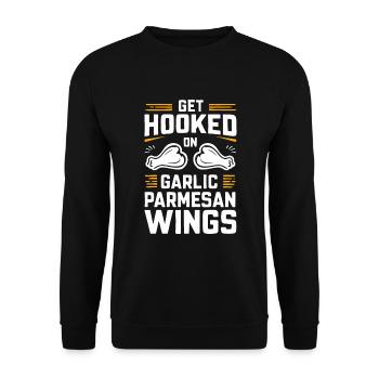 Chicken Wings Wing Hot Cooked Chicken Fast Food - Unisex Pullover - Schwarz - Vorne - Alina (178cm) & Michal (187cm)