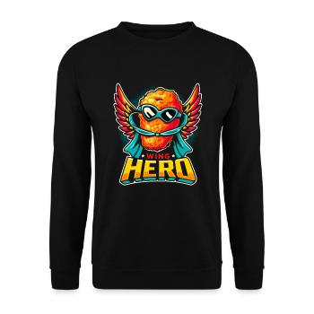Hot Chicken Wings Spicy Wings Buffalo Wings - Unisex Pullover - Schwarz - Vorne - Alina (178cm) & Michal (187cm)