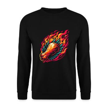 Hot Chicken Wings Spicy Wings Buffalo Wings - Unisex Pullover - Schwarz - Vorne - Alina (178cm) & Michal (187cm)