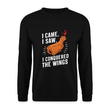Ailes de poulet chaudes Ailes de poulet épicées Ailes de buffle - Sweat-shirt Unisexe - noir - Devant - Alina (178cm) & Michal (187cm)