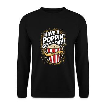 Funny popcorn saying, binge-watching popcorn - Unisex Sweatshirt - black - Front - Alina (178cm) & Michal (187cm)