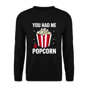 Dicton de pop-corn amusant, pop-corn en rafale - Sweat-shirt Unisexe - noir - Devant - Alina (178cm) & Michal (187cm)