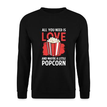 Funny popcorn saying, binge-watching popcorn - Unisex Sweatshirt - black - Front - Alina (178cm) & Michal (187cm)