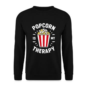 Funny popcorn saying, binge-watching popcorn - Unisex Sweatshirt - black - Front - Alina (178cm) & Michal (187cm)