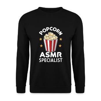 Lustiger Popcorn-spruch, Binge-watching-popcorn - Unisex Pullover - Schwarz - Vorne - Alina (178cm) & Michal (187cm)