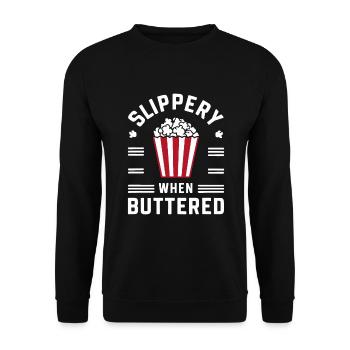 Dicton drôle de pop-corn, regarder du pop-corn en frénésie - Sweat-shirt Unisexe - noir - Devant - Alina (178cm) & Michal (187cm)