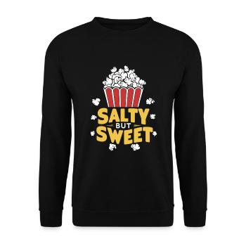 Lustiger Popcorn-spruch, Binge-watching-popcorn - Unisex Pullover - Schwarz - Vorne - Alina (178cm) & Michal (187cm)