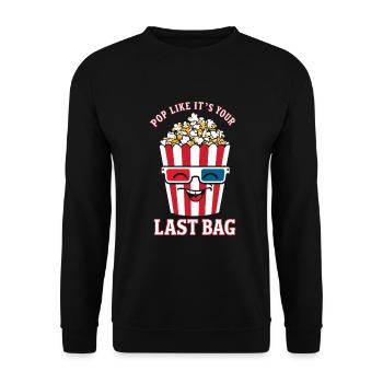 Dicton de pop-corn amusant, pop-corn en rafale - Sweat-shirt Unisexe - noir - Devant - Alina (178cm) & Michal (187cm)
