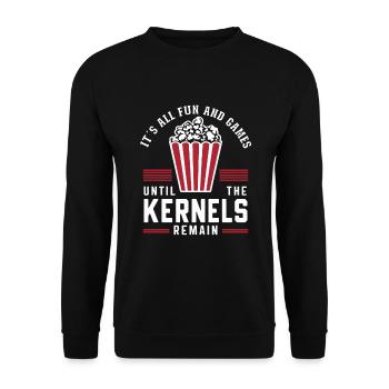 Dicton de pop-corn amusant, pop-corn en rafale - Sweat-shirt Unisexe - noir - Devant - Alina (178cm) & Michal (187cm)