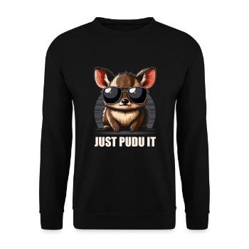 Cute Pudu Deer South America Cartoon Deer - Unisex Sweatshirt - black - Front - Alina (178cm) & Michal (187cm)