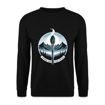 Smudge Sage Feder Spirituelle Hexerei Meditieren - Unisex Pullover - Schwarz - Vorne - Alina (178cm) & Michal (187cm)