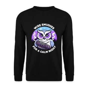Smudge Sage Feder Spirituelle Hexerei Meditieren - Unisex Pullover - Schwarz - Vorne - Alina (178cm) & Michal (187cm)