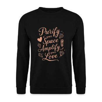Smudge Sage Plume Sorcellerie spirituelle Méditer - Sweat-shirt Unisexe - noir - Devant - Alina (178cm) & Michal (187cm)