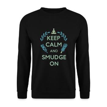 Smudge Sage Feder Spirituelle Hexerei Meditieren - Unisex Pullover - Schwarz - Vorne - Alina (178cm) & Michal (187cm)