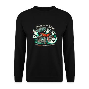 Smudge Sage Feder Spirituelle Hexerei Meditieren - Unisex Pullover - Schwarz - Vorne - Alina (178cm) & Michal (187cm)