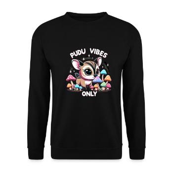 Cute Pudu Deer South America Cartoon Deer - Unisex Sweatshirt - black - Front - Alina (178cm) & Michal (187cm)
