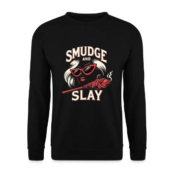 Smudge Sage Feder Spirituelle Hexerei Meditieren - Unisex Pullover - Schwarz - Vorne - Alina (178cm) & Michal (187cm)