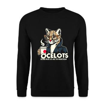 Ozelot Wild Cat Exotic Pets Jungle Big Cat - Unisex Pullover - Schwarz - Vorne - Alina (178cm) & Michal (187cm)