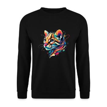Ozelot Wild Cat Exotic Pets Jungle Big Cat - Unisex Pullover - Schwarz - Vorne - Alina (178cm) & Michal (187cm)