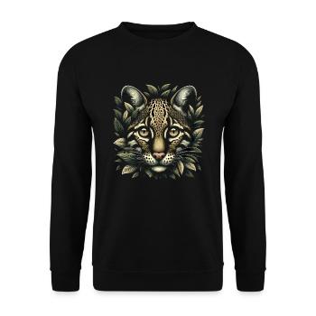 Ozelot Wild Cat Exotic Pets Jungle Big Cat - Unisex Pullover - Schwarz - Vorne - Alina (178cm) & Michal (187cm)