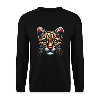 Ozelot Wild Cat Exotic Pets Jungle Big Cat - Unisex Pullover - Schwarz - Vorne - Alina (178cm) & Michal (187cm)