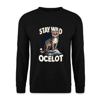 Ozelot Wild Cat Exotic Pets Jungle Big Cat - Unisex Pullover - Schwarz - Vorne - Alina (178cm) & Michal (187cm)