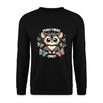 Niedlicher Pudu-hirsch Südamerika Cartoon-hirsch - Unisex Pullover - Schwarz - Vorne - Alina (178cm) & Michal (187cm)