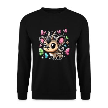 Niedlicher Pudu-hirsch Südamerika Cartoon-hirsch - Unisex Pullover - Schwarz - Vorne - Alina (178cm) & Michal (187cm)