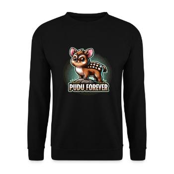 Niedlicher Pudu-hirsch Südamerika Cartoon-hirsch - Unisex Pullover - Schwarz - Vorne - Alina (178cm) & Michal (187cm)