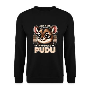 Niedlicher Pudu-hirsch Südamerika Cartoon-hirsch - Unisex Pullover - Schwarz - Vorne - Alina (178cm) & Michal (187cm)