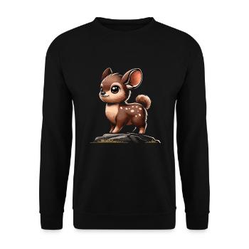 Niedlicher Pudu-hirsch Südamerika Cartoon-hirsch - Unisex Pullover - Schwarz - Vorne - Alina (178cm) & Michal (187cm)