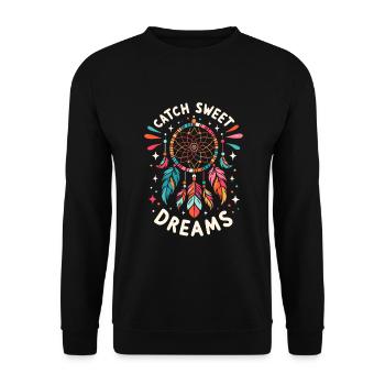 Dream Catcher Bohemian Spiritual Dreamcatcher - Unisex Pullover - Schwarz - Vorne - Alina (178cm) & Michal (187cm)
