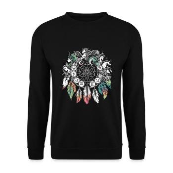 Attrape-rêves Attrape-rêves spirituel bohème - Sweat-shirt Unisexe - noir - Devant - Alina (178cm) & Michal (187cm)