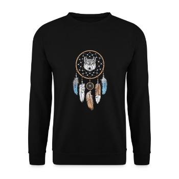 Dream Catcher Bohemian Spiritual Dreamcatcher - Unisex Pullover - Schwarz - Vorne - Alina (178cm) & Michal (187cm)