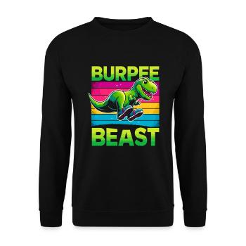 Dino Strong! T-rex Dinosaur Fitness Weightlifting - Unisex Pullover - Schwarz - Vorne - Alina (178cm) & Michal (187cm)