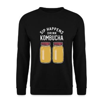 Vorteile Von Kombucha Für Brewer Maker Tea Lover - Unisex Pullover - Schwarz - Vorne - Alina (178cm) & Michal (187cm)