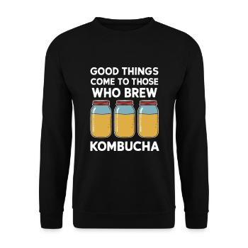 Benefits of Kombucha for Brewer Maker Tea Lover - Unisex Sweatshirt - black - Front - Alina (178cm) & Michal (187cm)