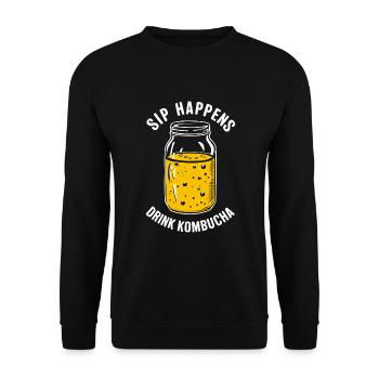 Benefits of Kombucha for Brewer Maker Tea Lover - Unisex Sweatshirt - black - Front - Alina (178cm) & Michal (187cm)