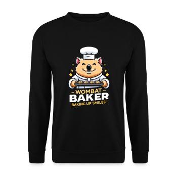 Wombat Baker - Cuire le sourire ! - Sweat-shirt Unisexe - noir - Devant - Alina (178cm) & Michal (187cm)